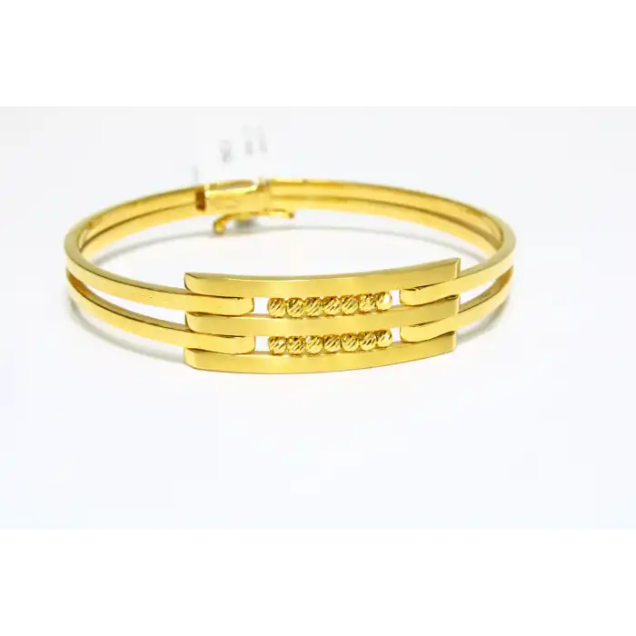 14 Ayar Altın 3 Sıralı Dorikalı Kaburga Kelepçe Bilezik 9.59 GR