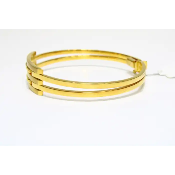 14 Ayar Altın 3 Sıralı Dorikalı Kaburga Kelepçe Bilezik 9.59 GR