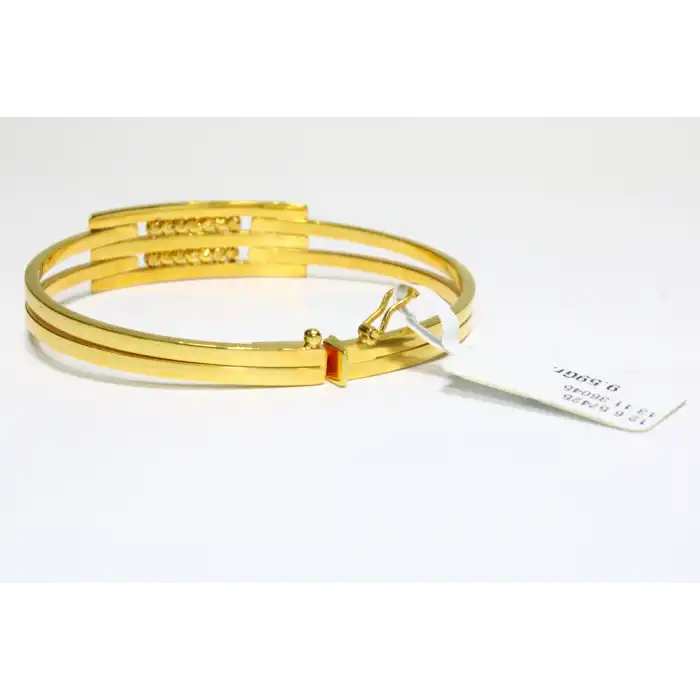 14 Ayar Altın 3 Sıralı Dorikalı Kaburga Kelepçe Bilezik 9.59 GR