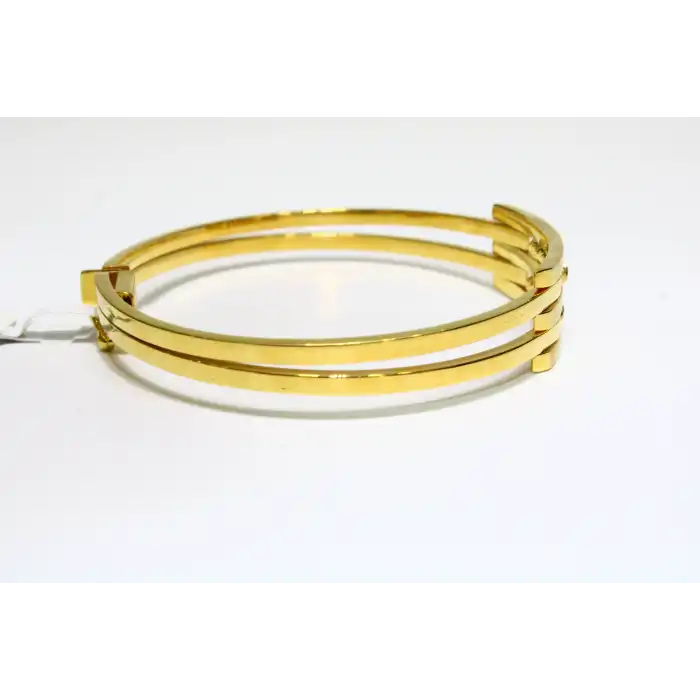 14 Ayar Altın 3 Sıralı Dorikalı Kaburga Kelepçe Bilezik 9.59 GR