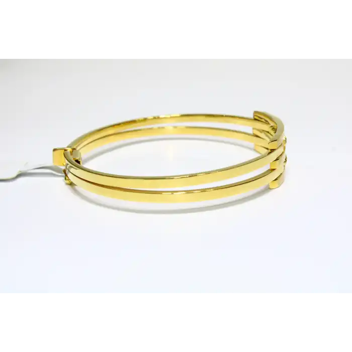 14 Ayar Altın 3 Sıralı Dorikalı Kaburga Kelepçe Bilezik 9.61 GR