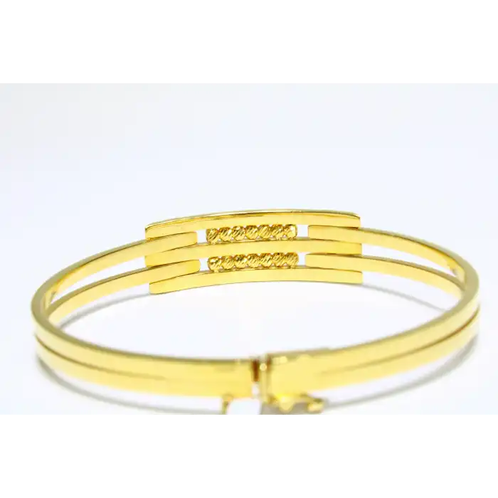 14 Ayar Altın 3 Sıralı Dorikalı Kaburga Kelepçe Bilezik 9.61 GR