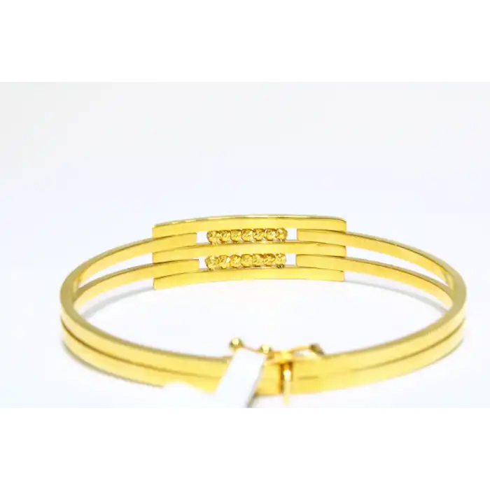 14 Ayar Altın 3 Sıralı Dorikalı Kaburga Kelepçe Bilezik 9.70 GR