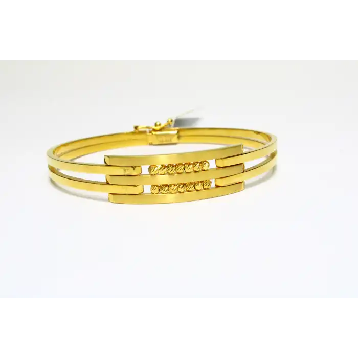 14 Ayar Altın 3 Sıralı Dorikalı Kaburga Kelepçe Bilezik 9.70 GR