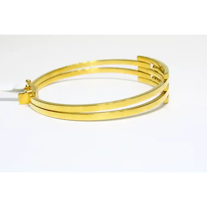 14 Ayar Altın 3 Sıralı Dorikalı Kaburga Kelepçe Bilezik 9.70 GR