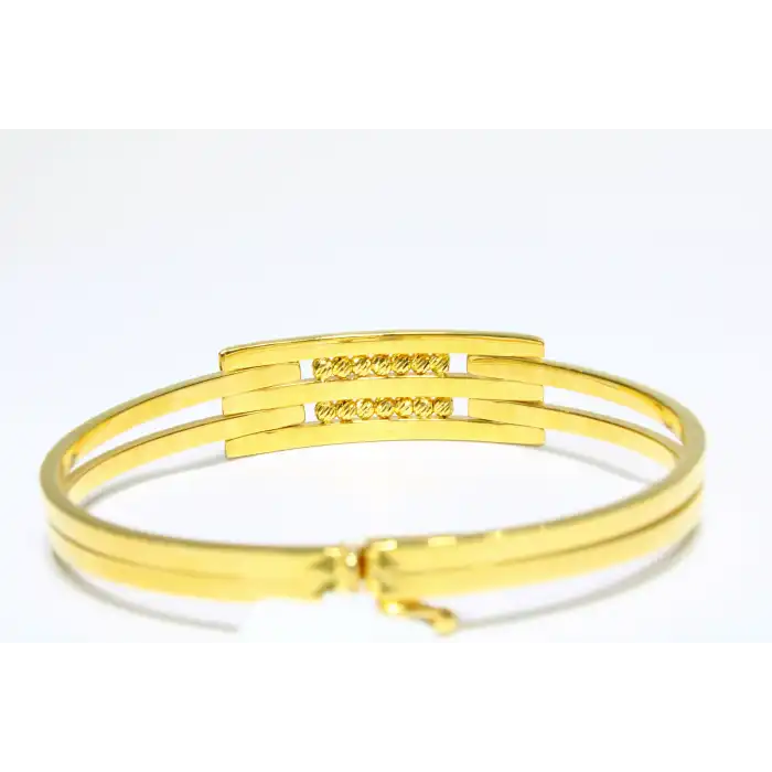 14 Ayar Altın 3 Sıralı Dorikalı Kaburga Kelepçe Bilezik 9.72 GR