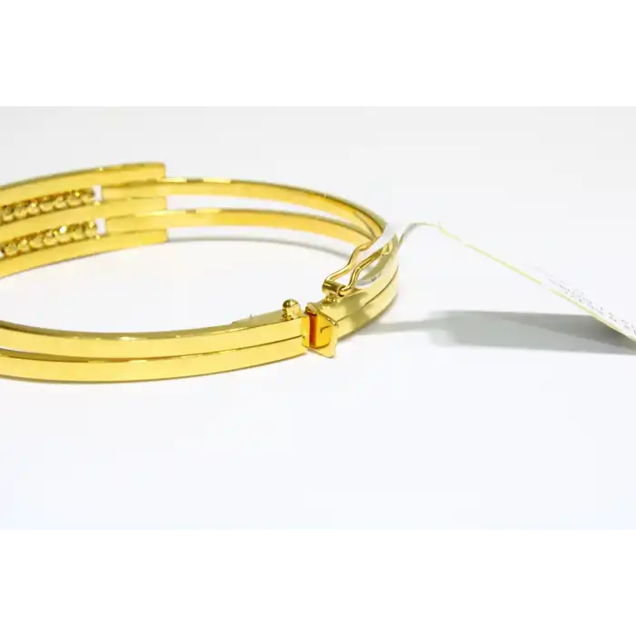 14 Ayar Altın 3 Sıralı Dorikalı Kaburga Kelepçe Bilezik 9.72 GR