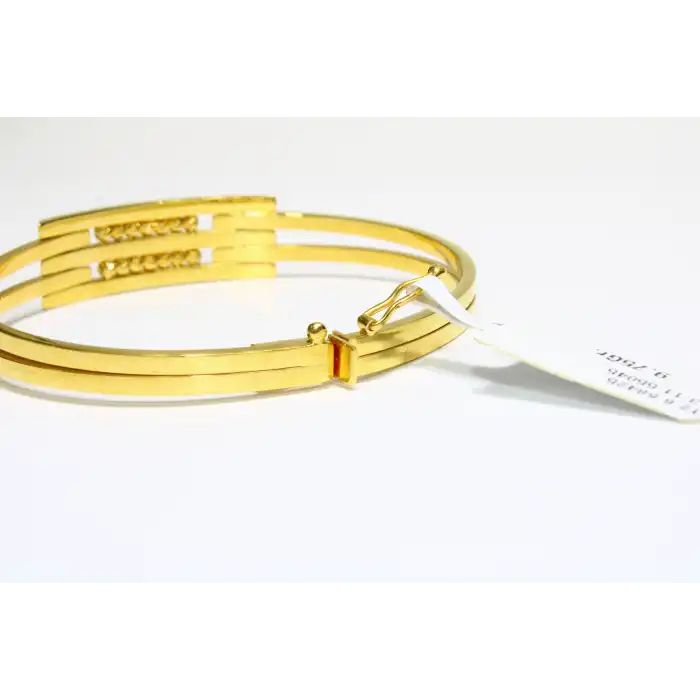 14 Ayar Altın 3 Sıralı Dorikalı Kaburga Kelepçe Bilezik 9.75 GR