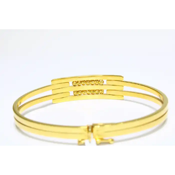 14 Ayar Altın 3 Sıralı Dorikalı Kaburga Kelepçe Bilezik 9.75 GR