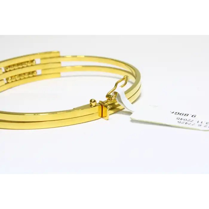 14 Ayar Altın 3 Sıralı Dorikalı Kaburga Kelepçe Bilezik 9.89 GR