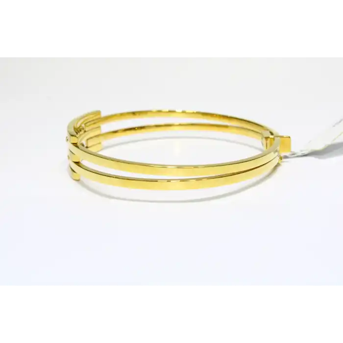 14 Ayar Altın 3 Sıralı Dorikalı Kaburga Kelepçe Bilezik 9.89 GR