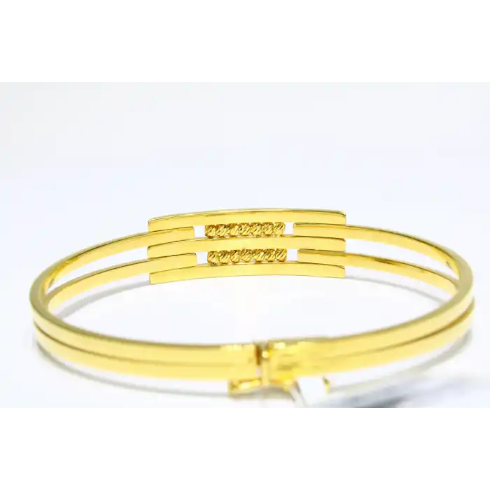 14 Ayar Altın 3 Sıralı Dorikalı Kaburga Kelepçe Bilezik 9.89 GR