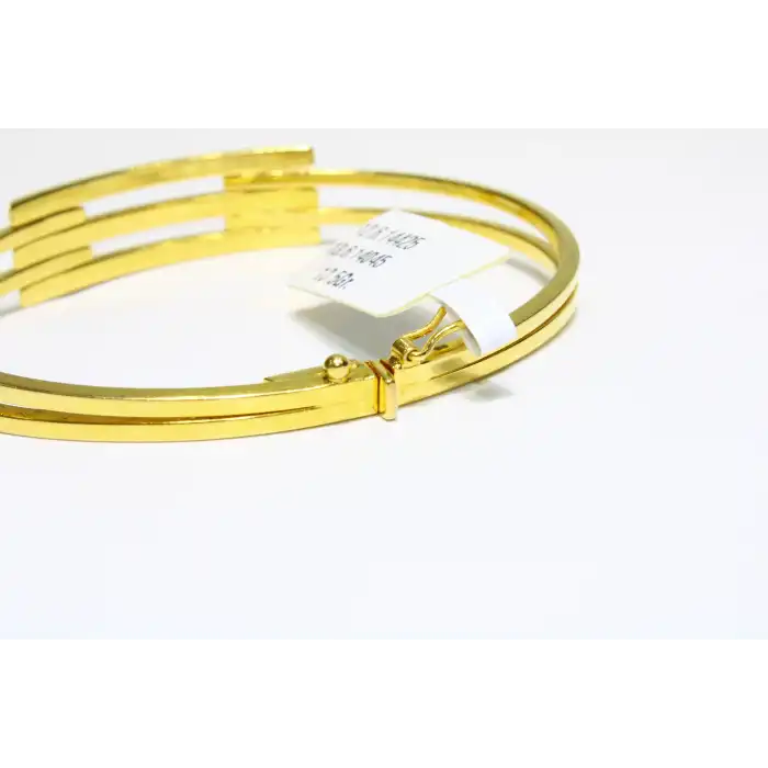 14 Ayar Altın 3 Sıralı Kaburga Kelepçe Bilezik 10.50 GR