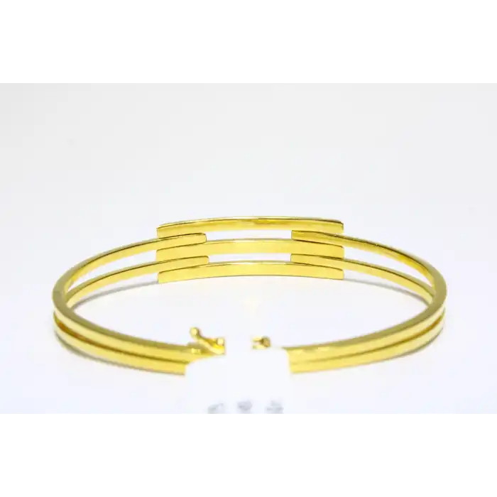 14 Ayar Altın 3 Sıralı Kaburga Kelepçe Bilezik 10.50 GR