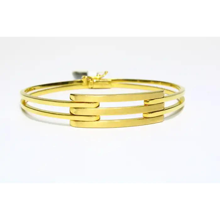 14 Ayar Altın 3 Sıralı Kaburga Kelepçe Bilezik 10.50 GR