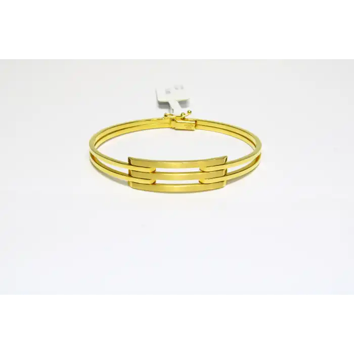 14 Ayar Altın 3 Sıralı Kaburga Kelepçe Bilezik 11.09 GR