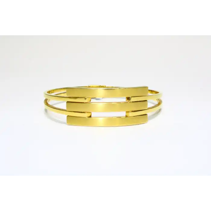 14 Ayar Altın 3 Sıralı Kaburga Kelepçe Bilezik 12.16 GR