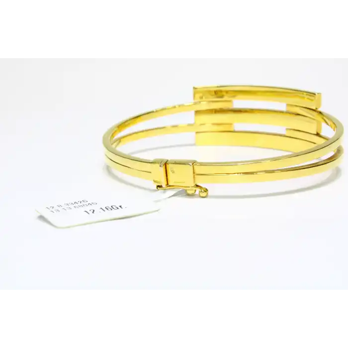 14 Ayar Altın 3 Sıralı Kaburga Kelepçe Bilezik 12.16 GR