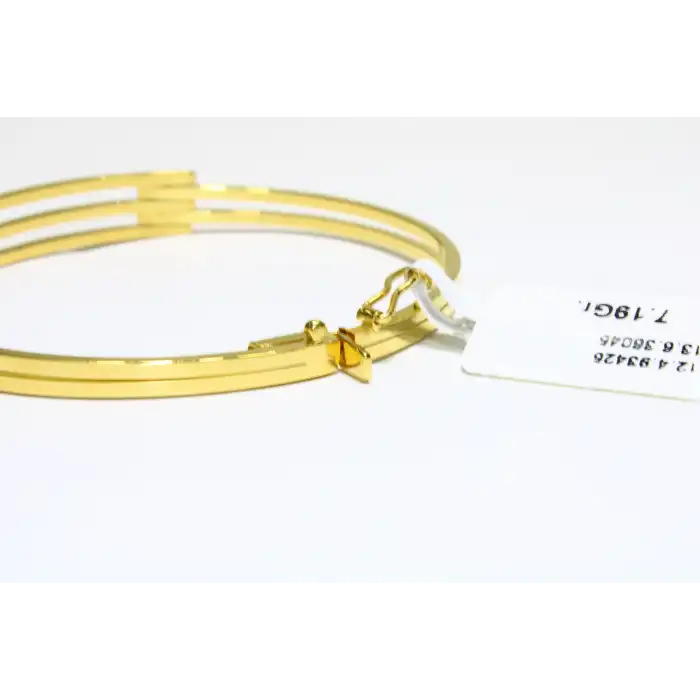 14 Ayar Altın 3 Sıralı Kaburga Kelepçe Bilezik 7.19 GR