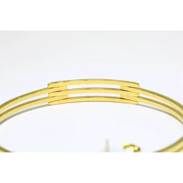 14 Ayar Altın 3 Sıralı Kaburga Kelepçe Bilezik 7.19 GR