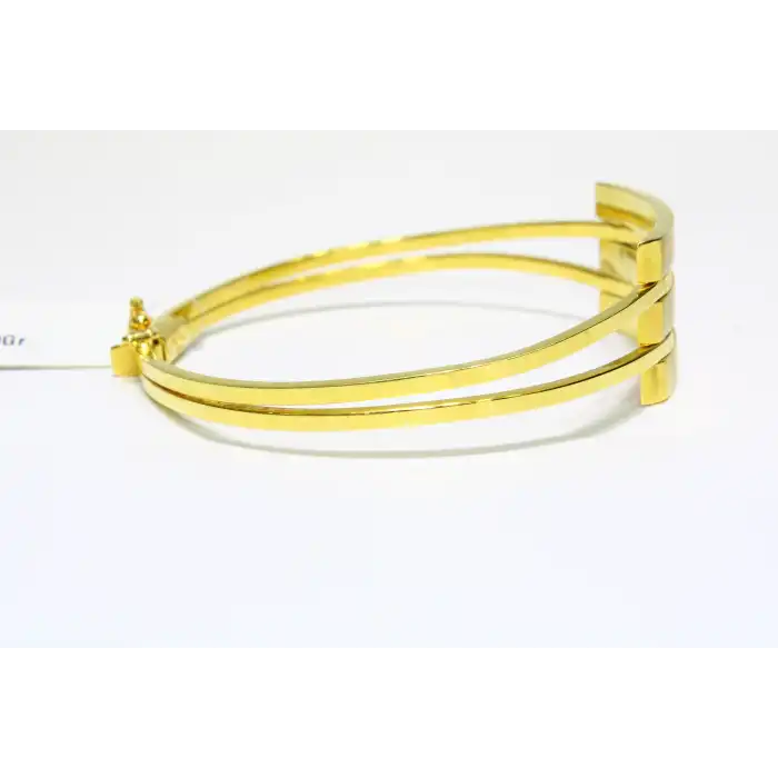 14 Ayar Altın 3 Sıralı Kaburga Kelepçe Bilezik 8.69 GR