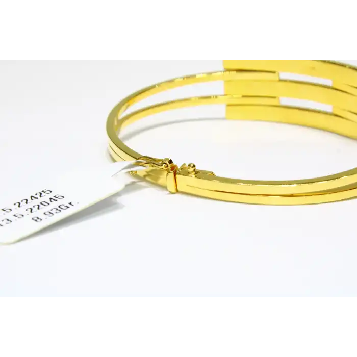 14 Ayar Altın 3 Sıralı Kaburga Kelepçe Bilezik 8.93 GR