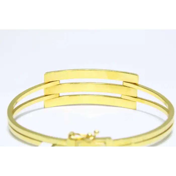 14 Ayar Altın 3 Sıralı Parlak Yüzey Kaburga Kelepçe Bilezik 7.49 GR