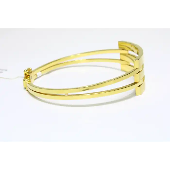 14 Ayar Altın 3 Sıralı Parlak Yüzey Kaburga Kelepçe Bilezik 7.49 GR
