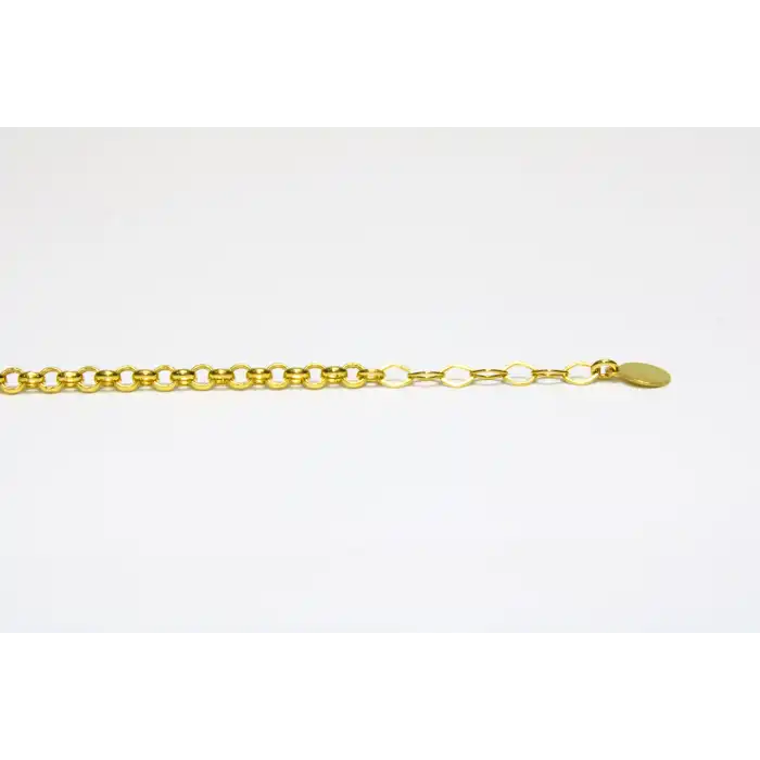 14 Ayar Altın 3 Yoncalı Beyaz Taşlı Bileklik