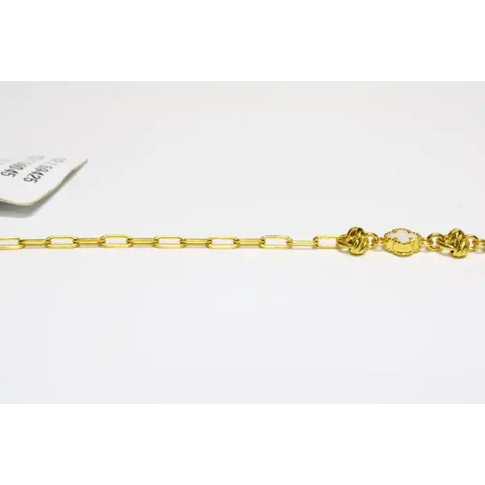 14 Ayar Altın 3 Yoncalı Beyaz Taşlı Bileklik