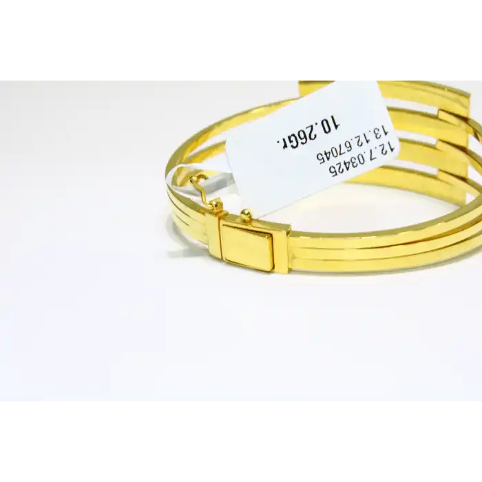 14 Ayar Altın 4 Sıralı Kaburga Kelepçe Bilezik 10.26 GR