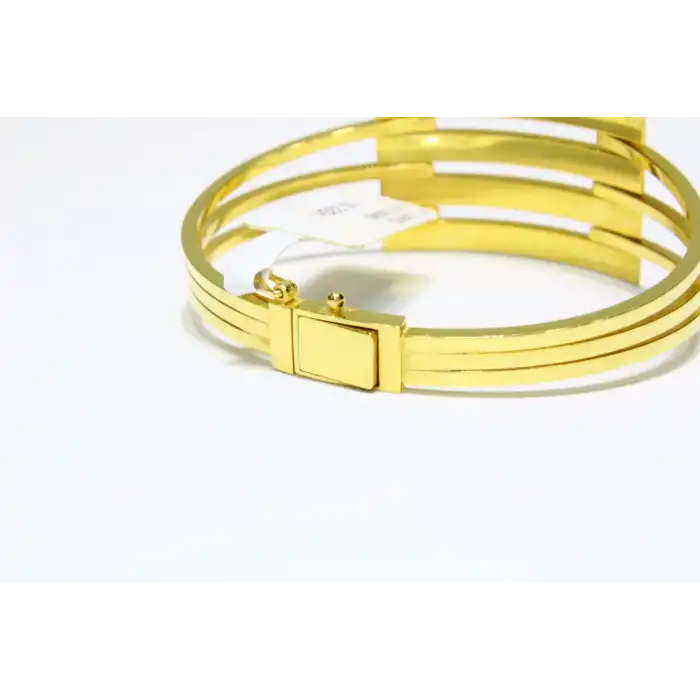 14 Ayar Altın 4 Sıralı Kaburga Kelepçe Bilezik 10.33 GR