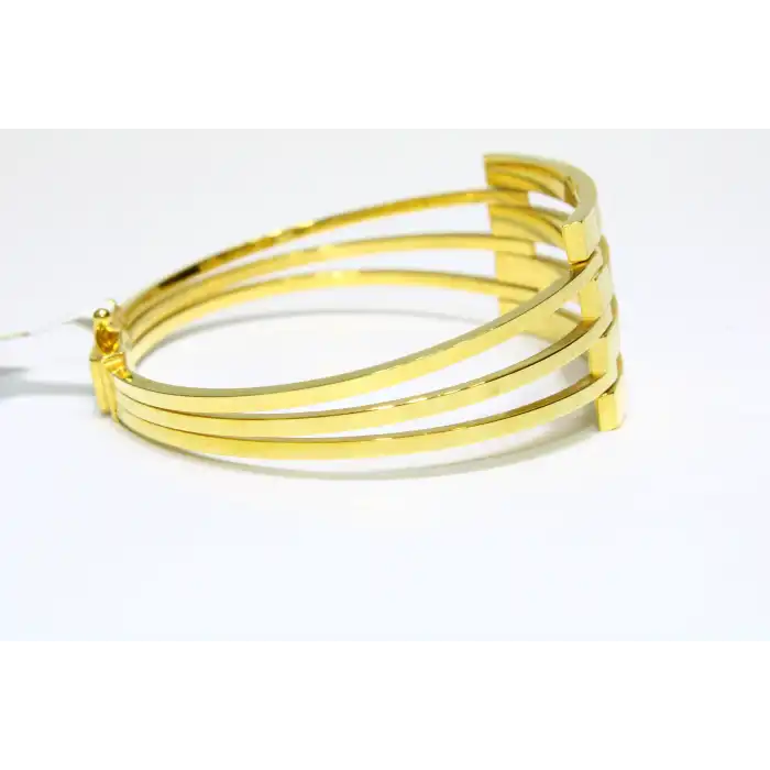 14 Ayar Altın 4 Sıralı Kaburga Kelepçe Bilezik 11.25 GR