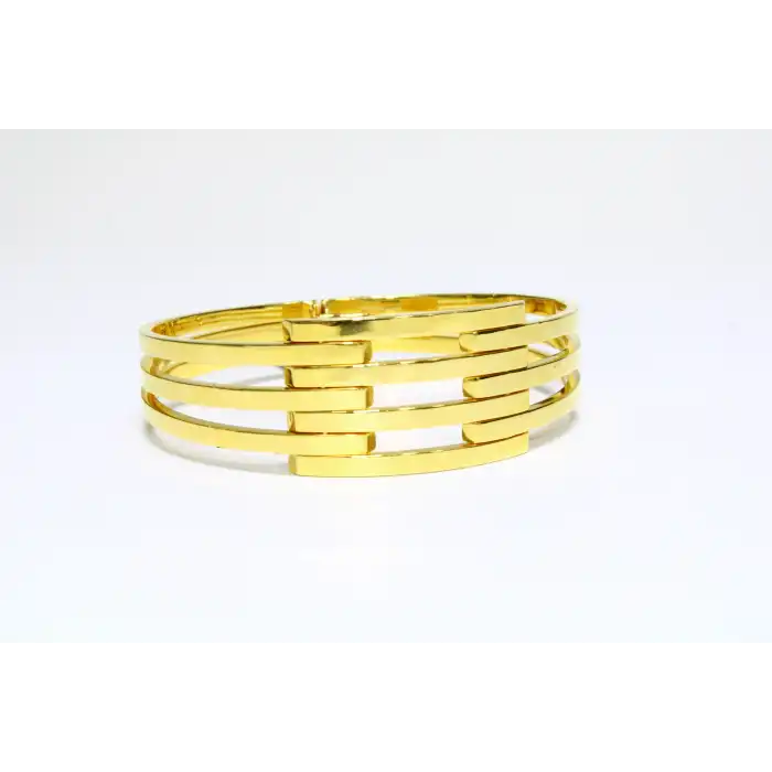 14 Ayar Altın 4 Sıralı Kaburga Kelepçe Bilezik 11.59 GR