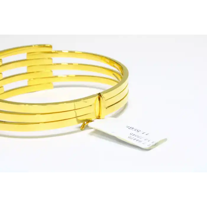 14 Ayar Altın 4 Sıralı Kaburga Kelepçe Bilezik 11.59 GR