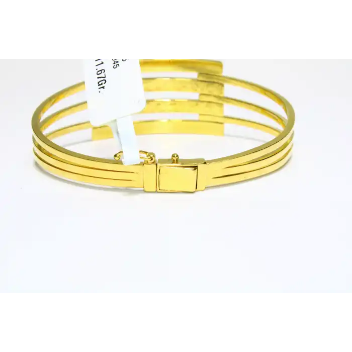 14 Ayar Altın 4 Sıralı Kaburga Kelepçe Bilezik 11.67 GR