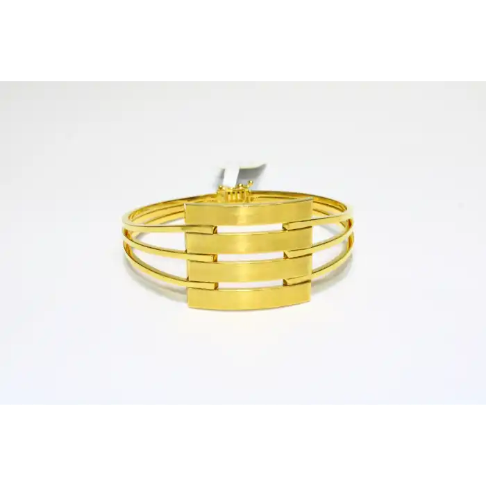 14 Ayar Altın 4 Sıralı Kaburga Kelepçe Bilezik 12.21 GR