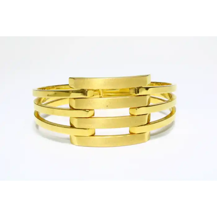 14 Ayar Altın 4 Sıralı Kaburga Kelepçe Bilezik 21.38 GR