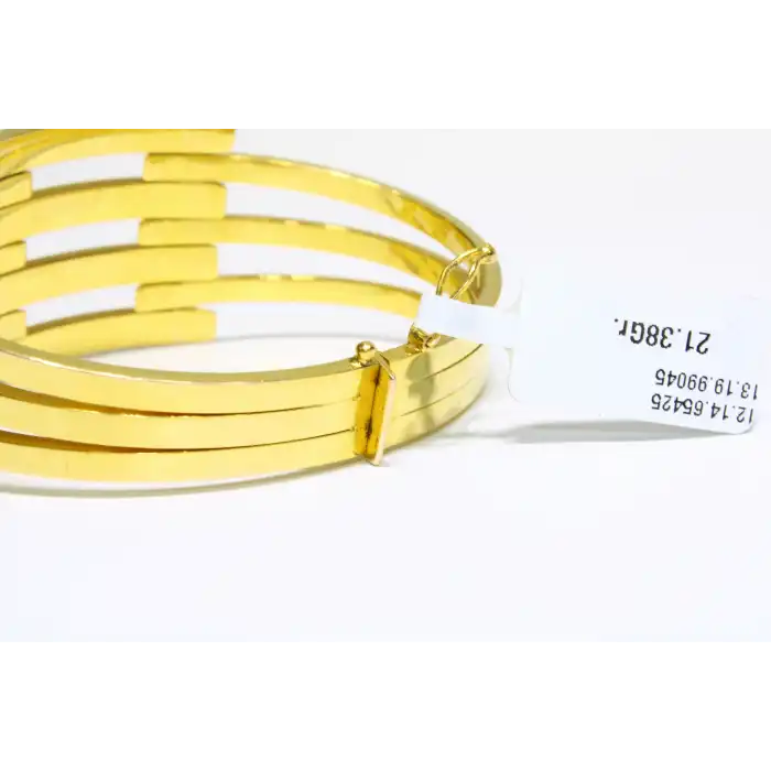 14 Ayar Altın 4 Sıralı Kaburga Kelepçe Bilezik 21.38 GR