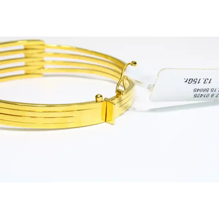 14 Ayar Altın 5 Sıralı Kaburga Kelepçe Bilezik 13.15 GR