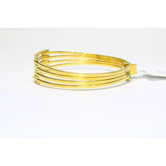 14 Ayar Altın 5 Sıralı Kaburga Kelepçe Bilezik 13.15 GR