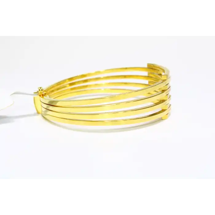 14 Ayar Altın 5 Sıralı Kaburga Kelepçe Bilezik 13.15 GR