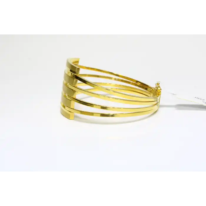 14 Ayar Altın 5 Sıralı Kaburga Kelepçe Bilezik 14.22 GR