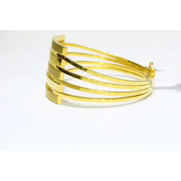 14 Ayar Altın 5 Sıralı Kaburga Kelepçe Bilezik 14.24 GR