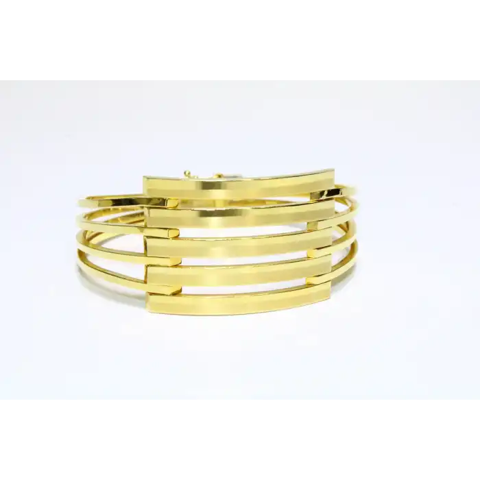 14 Ayar Altın 5 Sıralı Kaburga Kelepçe Bilezik 14.40 GR