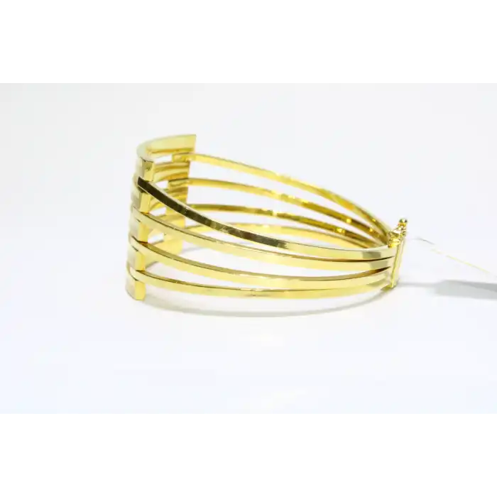 14 Ayar Altın 5 Sıralı Kaburga Kelepçe Bilezik 14.40 GR