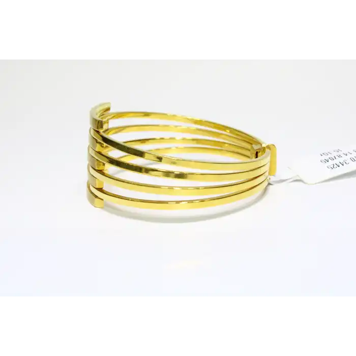 14 Ayar Altın 5 Sıralı Kaburga Kelepçe Bilezik 15.10 GR