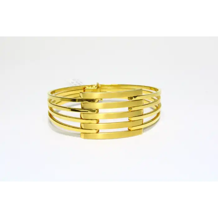 14 Ayar Altın 5 Sıralı Kaburga Kelepçe Bilezik 15.10 GR