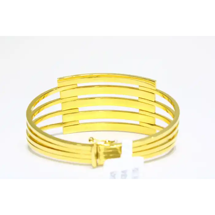 14 Ayar Altın 5 Sıralı Kaburga Kelepçe Bilezik 16.12 GR