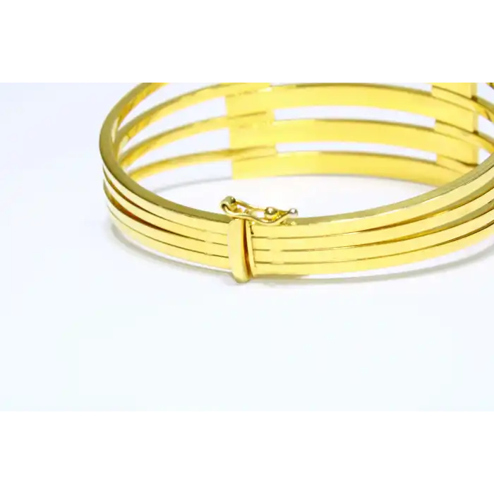 14 Ayar Altın 5 Sıralı Kaburga Kelepçe Bilezik 16.12 GR